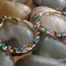 EARRINGS - Teal Amber Violet Bead Gold Hoop Wire Wrap Jewelry Earrings - Free Shipping