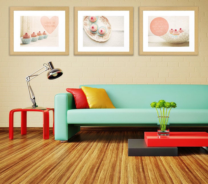 Sweet Cupcakes. Photo Set. Fine Art Photography. Home Décor. Romantic. Three Photos. Size A4