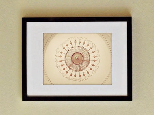 Paris Photo. Fine Art Photography. Crystal Chandelier. Petit Trianon. Marie Antoinette. Rococo. Cream Gold Circles. Home Decor. Size A4