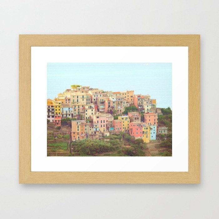 Pretty Pastel Town. Cinque Terre. Italy Photo. Fine Art Photography. Home Décor. Wall Art. Cottage Chic. Size A4