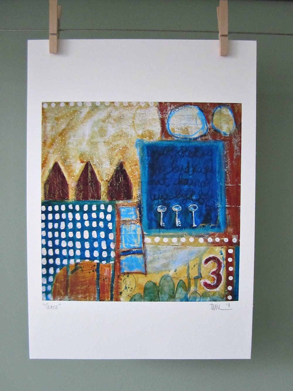 Three - Print from original mixed media painting