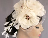 Shabby Chic Floral Bridal Fascinator, Ivory Cream, Weddings Head Piece. Handmade. Unique Design