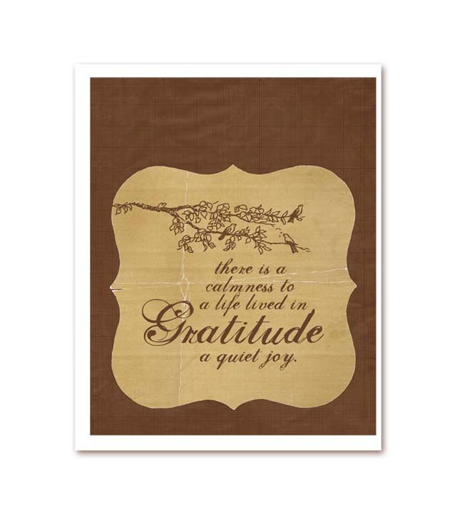 Gratitude - Thanksgiving Print -  - Milk Chocolate Brown textured background  8x10 Gifts Under 25