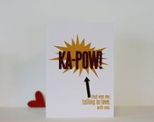 KAPOW -Superhero Love Valentines Day Card - Bold Modern Original Greeting Card Love - Red Yellow Black