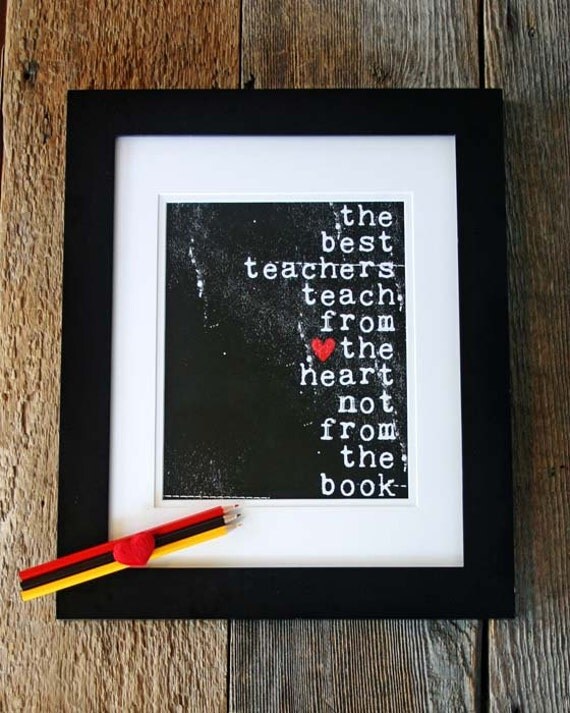 Digital Art Print Teacher's Gift - The Best Teachers Original Art Poster distressed black - 8x10