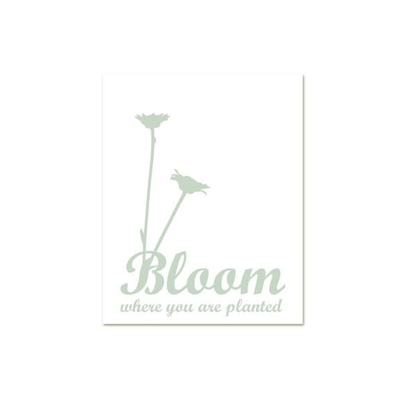 Bloom Where You are Planted - Pale Green Sage Modern Graphic Quote Spring Easter Digital Art Print