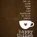 Typography Poster Tea and Happy Things - Peacock Distressed Digital Art Print