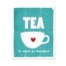 Tea: It's What's For Breakfast Kitchen Decor - Modern Original Distressed Print Teal Turquoise Aqua - 8x10 Gifts Under 25