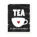 Tea: It's What's For Breakfast Kitchen Decor - Modern Original Distressed Print Teal Turquoise Aqua - 8x10 Gifts Under 25