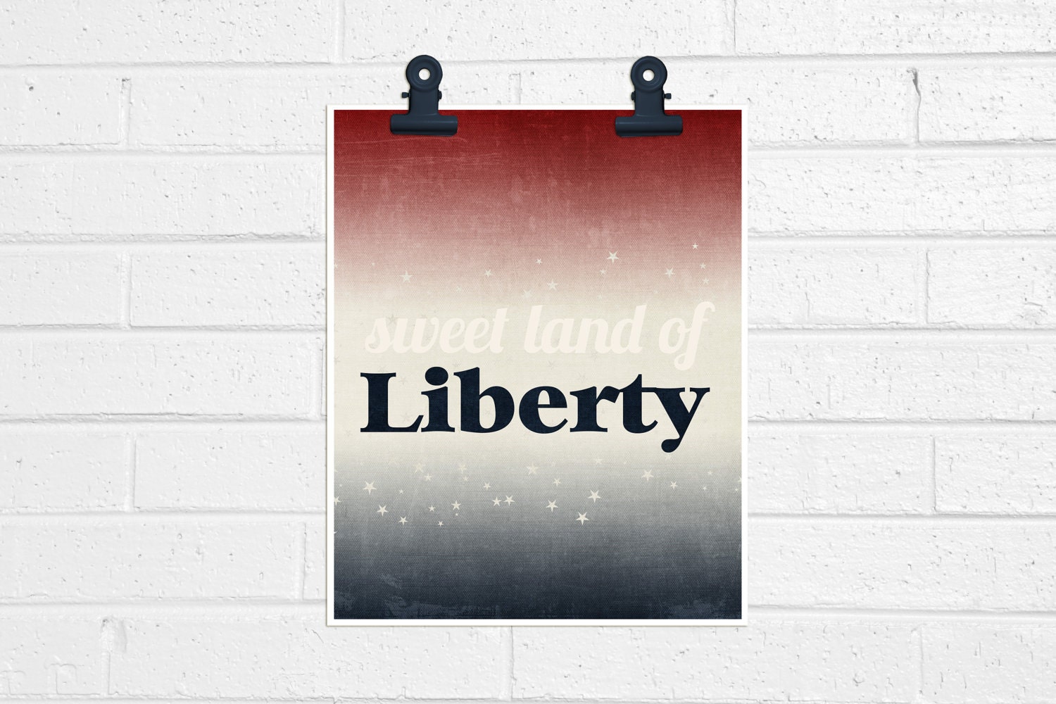 Fourth of July Decor - Sweet Land of Liberty Modern Print - Red White and Blue Stars