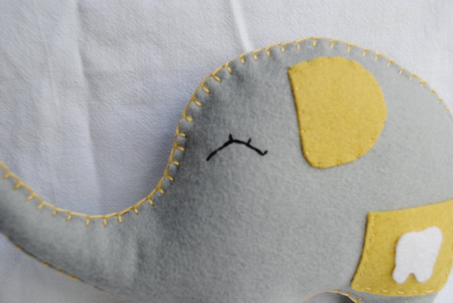 Tooth Fairy  Pillow-----Sweet Lil' Ellie Elephant, yellow and gray