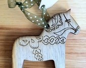 Swedish Dala Horse Christmas Ornament  (Colorado Beetle Kill Pine Wood)