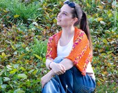 Cotton Shrug/ ORANGE SHRUG/ Hand Knit Shrug/ Knitting/ Bolero/ Boho/ Autumn Fashion/ Women Accessories/ All Sizes by Solandia