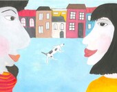 Encounter -  limited edition giclee print  A4 illustration home decor for him for her wall art bedroom decor illustration art