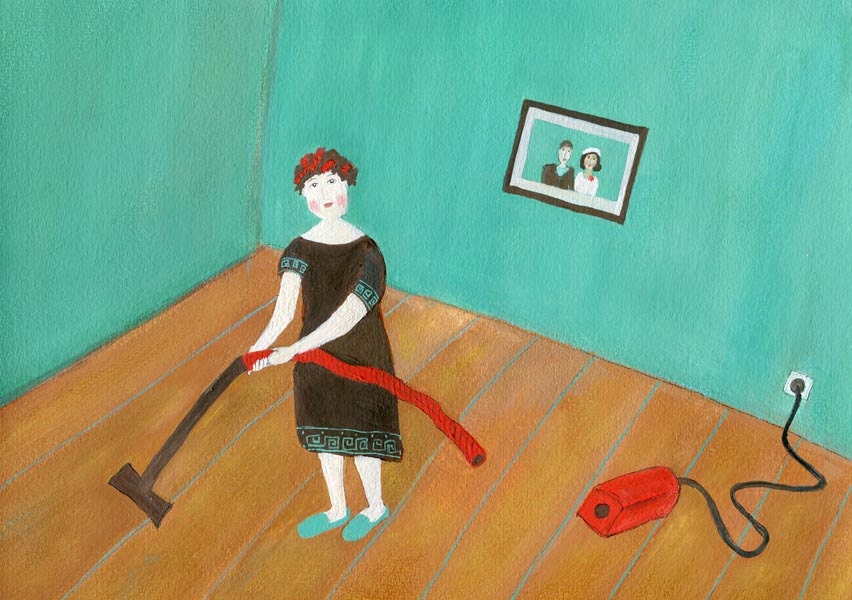 Disconnected  - A 4 giclee art print limited edition wall art home decor mother's day gift woman hovering whimsical art wedding picture