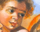 Angel of Happiness - original matted watercolor - fine art