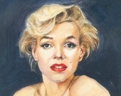 Marilyn - Original Gouache Portrait - painted portrait - Fine Art - Original Painting - Movie Star- film star