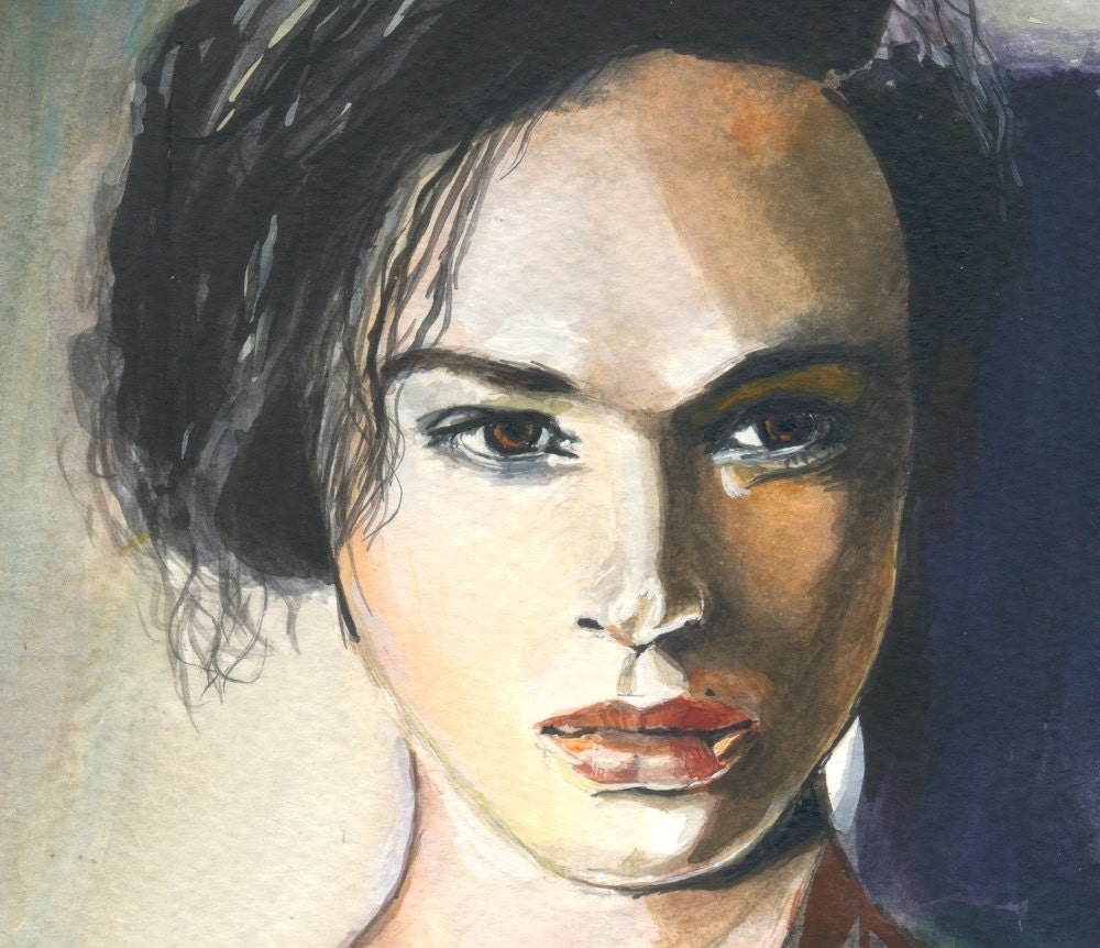 Vivienne -portrait painting  - original gouache painting - portrait - fine art - custom portrait