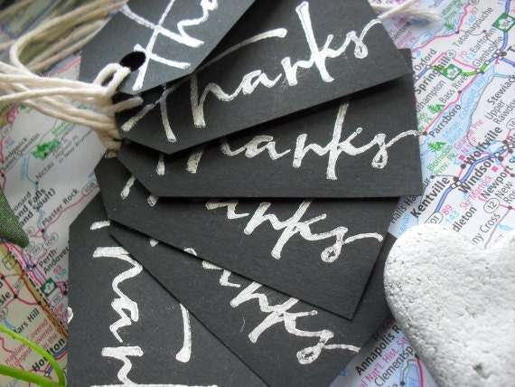 Silver Thank You Hand Stamped Gift Tags