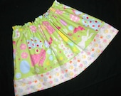 Girls Easter eggs and bunnies SKIRT with yellow, pink, purple and green flowers made from quality fabric - sizes NB - 16