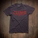 SALE Mens tshirt: gray vneck with rock climbing inspired print by We Are All Smith