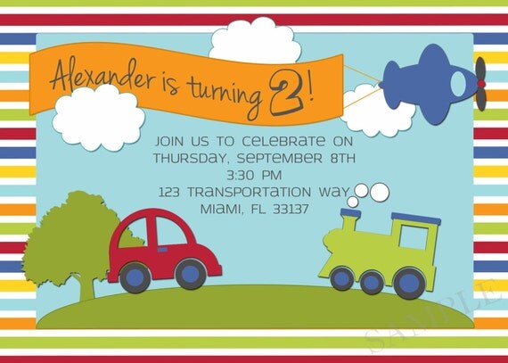 Transportation Birthday Invitation - DIGITAL - DIY Il_570xn