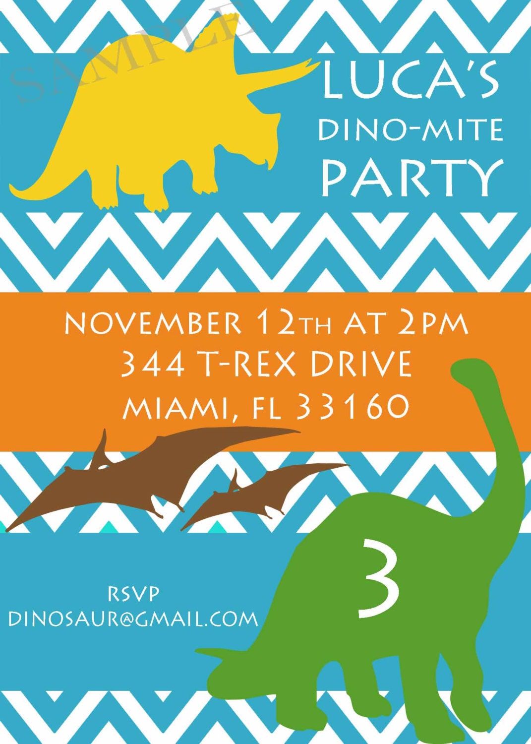 Dinosaur Birthday DIGITAL Invitation - DIY Il_570xn