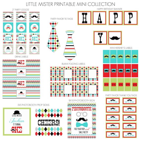 Little Mister Printable Mini Party Collection - DIGITAL - DIY Il_570xn