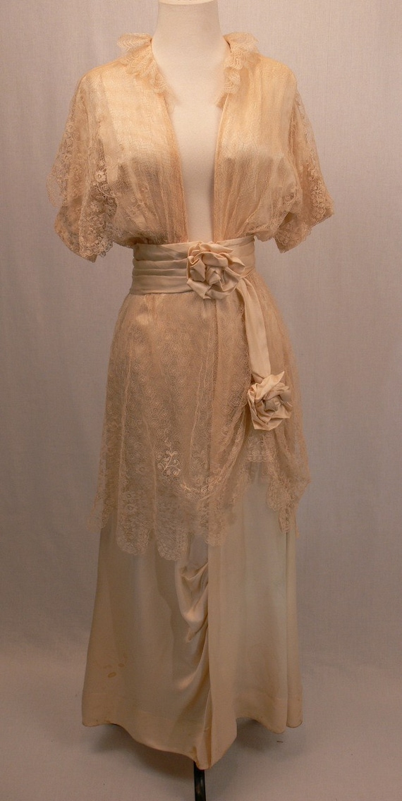 RESERVED 1910 Edwardian Silk and Lace Wedding Dress
