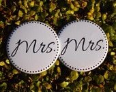 Mrs. and Mrs. Wedding Button set - customizable wedding pinback badges Il_170x135