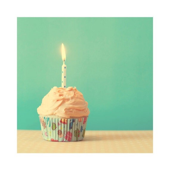 cupcake photograph - original fine art photography, candle, icing, frosting, birthday, cake - 5x5