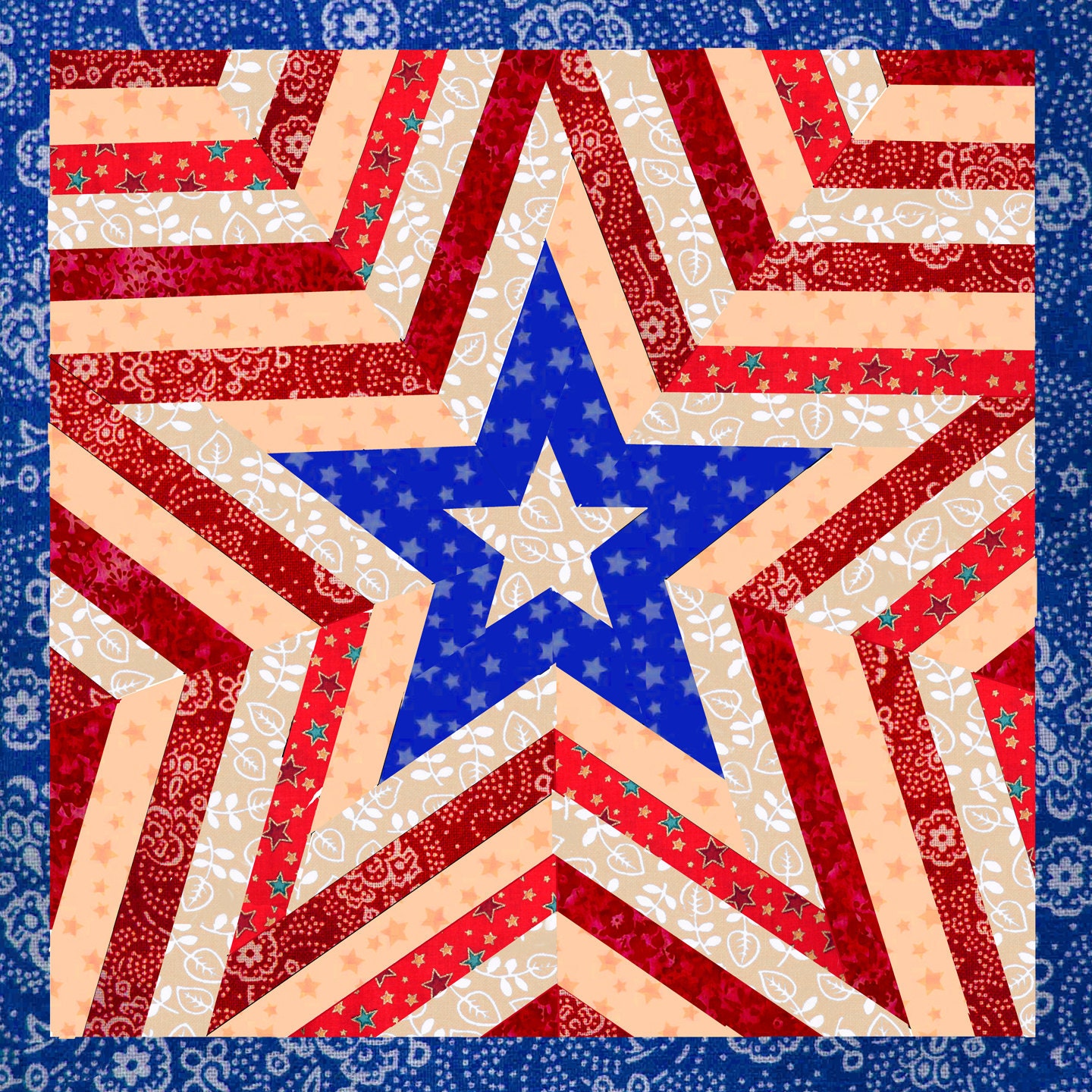 One Star Americana Patriotic Mini Quilt Pattern PDF, easy