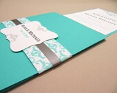 Pocketfold Wedding Invitation Suite, Tiffany Blue - 99 Cent Sample