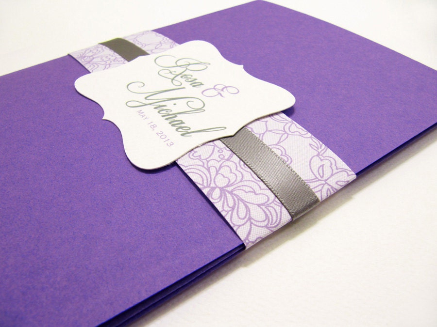 Pocketfold Wedding Invitation Suite, Elegant Lace - 99 Cent Sample