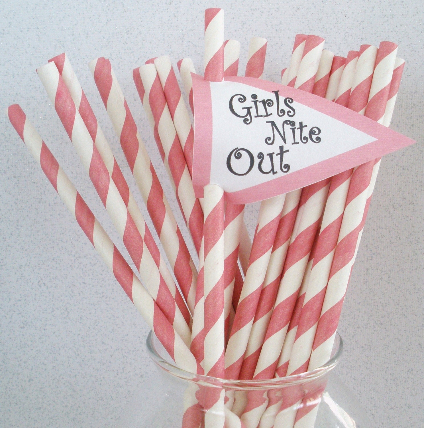 30 HOT PINK & White Stripe Paper Straws....Drinking Straws....Cake Pop Sticks, Retro, Vintage Inspired, Wedding, Birthdays, Parties