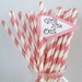 30 HOT PINK & White Stripe Paper Straws....Drinking Straws....Cake Pop Sticks, Retro, Vintage Inspired, Wedding, Birthdays, Parties