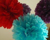 Tissue paper pom poms -  party pom package 60 pcs.  -  FREE SHIPPING - you pick your colors - Birthday, Shower, Weddings DIY package