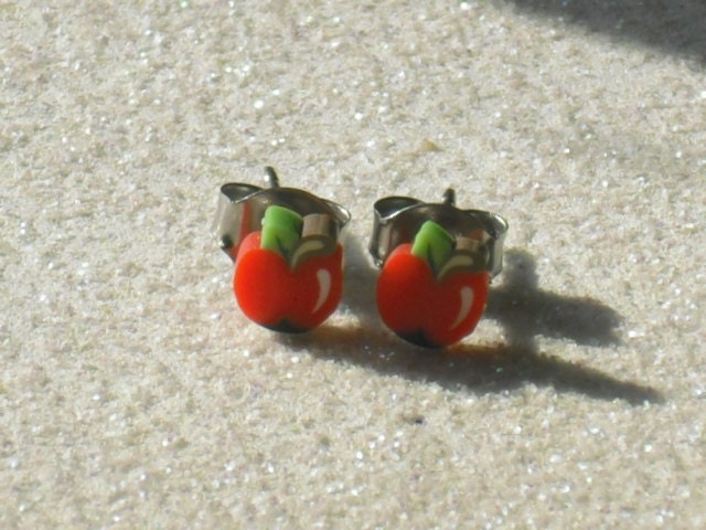 Teeny Tiny Apple Stud Earrings