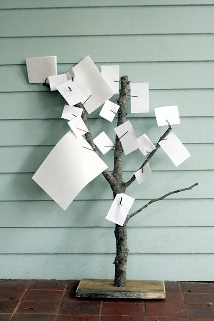 Rustic Tree Limb Display Stand - The Tree of Ideas -  For All Your Scraps of Inspiration, Unique Desktop Organizer, Wedding Table Decor