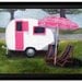 SALE Retro Caravan - original oil painting  - Vintage travel home decor, airstream teardrop trailer