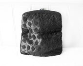 SALE - 1950s Glass Beaded Satin Clutch
