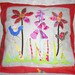 Hand appliqued folk art pillow very pretty. Birdies and flowers, gorgeous colors.15"x15"