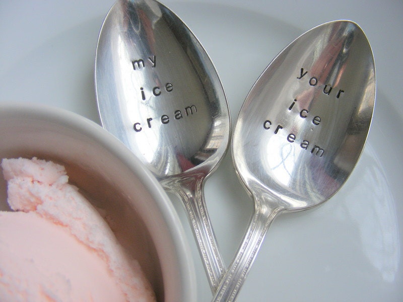 Personalized Hand Stamped Ice Cream Spoons Your Ice Cream My Ice Cream