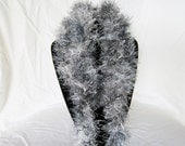 Hand Knit 7 Foot Long Fun Fur Skinny Scarf Grey, Black, Silver, White OR ANY COLOR