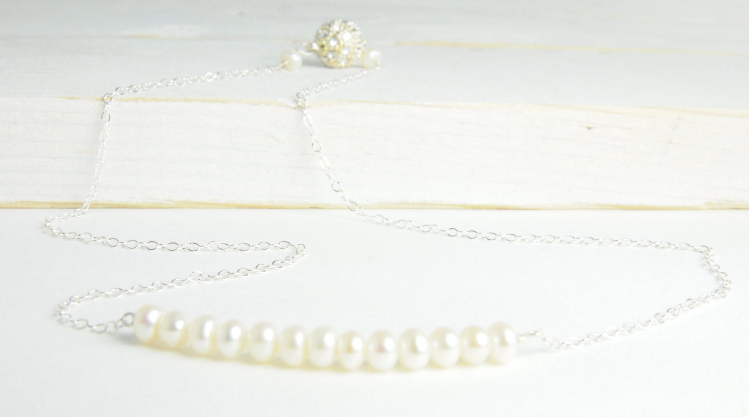 Dainty Pearl Necklace in Sterling Silver:) Dainty Simple Necklace