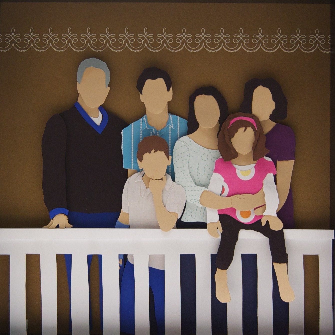 Family portrait - 9"x9" CUSTOM cut paper