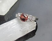 Tourmaline Ring with White Topaz Accent Stones in Platinum Plated Sterling Silver October Birthstone