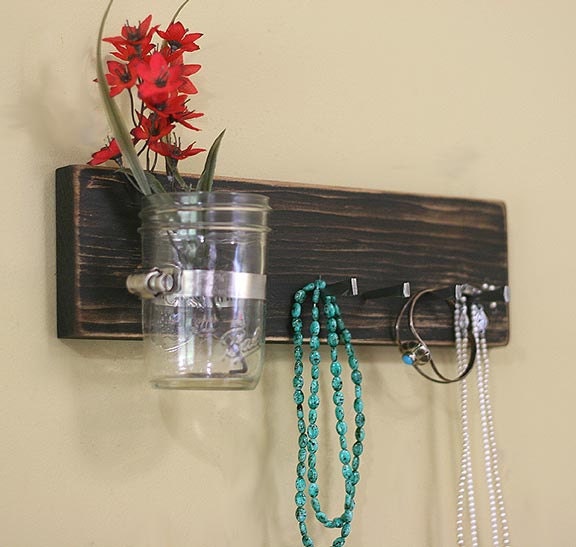 Jewelry Holder Key Organizer Storage  Holder Rack Organizer Mason Jar Earrings Necklace Necklace Holder Black Friday Etsy Cyber Monday