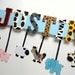 Zoo Animal Name Sign (7 Letters) - Custom Hand Painted Wood Letters on a Personalized Wall Hanging for Nursery or Child's Bedroom
