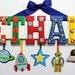 Outer Space Name Sign (5 Letters) - Custom Hand Painted Wood Letters on a Personalized Wall Hanging for Nursery or Child's Bedroom